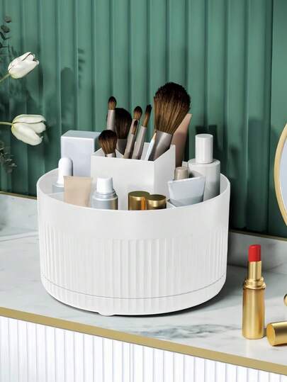 1pc Makeup Brush Storage Box, Multi-Grid Makeup Organizer, Pen Holder, Storage Bucket, Lipgloss Holder, Desk Organizer For Countertop Vanity And Bathroom, Room Decor, Home Decor, Bathroom Accessories