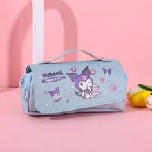 Sanrio 1pc Sanrio Pencil Case, Large Capacity Hello Kitty Stationery Bag, Multifunctional, Dual-Zipper, Handheld Pen Pouch, Stress Relief Pencil Case, Stationery Box Cosmetic Bag, Large Capacity Storage Bag, Student Pencil Case, School & Daily Use, Back To School Gift, Award