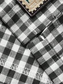 Pantalones cortos casuales de dos tonos a cuadros de corte holgado para hombres, de uso diario - Blanco y Negro - Ver 8