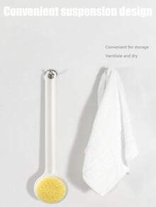 1pc Soft Bristle Shower Brush, Toilet Brush, Back Scrubber, Long Handle Bath Brush, Shower Brush, Nylon Soft Bristle Back Brush, Bathroom Brush, Shower Brush, Long Handle Shower Brush, With Exfoliating Wash Pad, Suitable For Body And Back - Massage And Exfoliate Skin In Bathroom, Personal Care And Cleaning Tool, Bathing Scrubber
