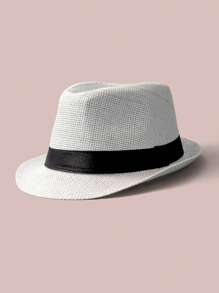 1pc Solid Color Bohemian Style Teardrop Straw Hat, Unisex Jazz Cap, Versatile For Commute & All Seasons