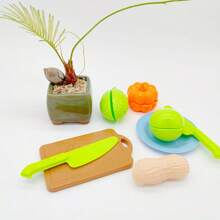 Marphy 25pcs Educational Realistic Fruits & Vegetables Play Kitchen Toys, Kitchenware Cooking Pretend Food Set, Thick Materials, Cutting & Assembling For Kids Play