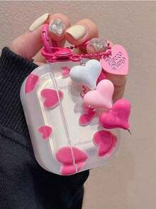 Heart-Shaped Protective Case Compatible With Airpod 2nd Generation Wireless Bluetooth Headphones, Pink Heart-Shaped Soft Shell Compatible With Airpod Pro, Airpod 3, Airpod Pro 2/Airpod 4 - Multicolor - View 1