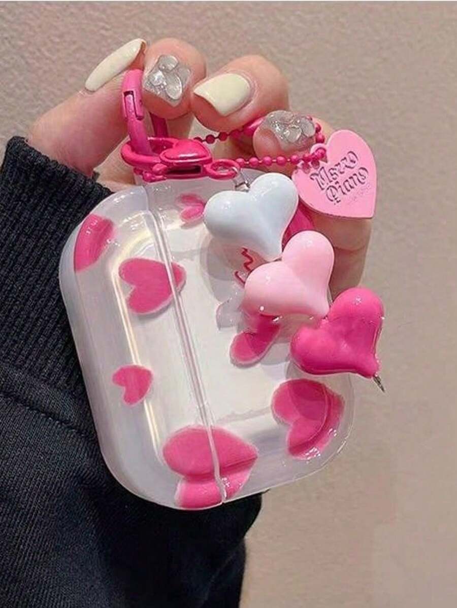 Heart-Shaped Protective Case Compatible With Airpod 2nd Generation Wireless Bluetooth Headphones, Pink Heart-Shaped Soft Shell Compatible With Airpod Pro, Airpod 3, Airpod Pro 2/Airpod 4 - Multicolor - View 1