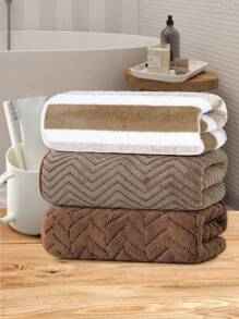 3pcs Set Bath Towels - Striped Shower Towels - 27.55 X 55.11 Inches/70 X 140 Cm - Soft Absorbent, Good Drying Effect - With Hanging Loop, Quick Drying, Easy To Hang - Suitable For All Seasons - Skin-Friendly, No Shedding, No Fading - Bathroom Shower Towel Set - Applicable For Bathroom, Beauty Salon, Hotel, Swimming Pool, SPA, Holiday Travel, Sports, Gym, Beach Back To School For Beauty Salon Home Bathroom