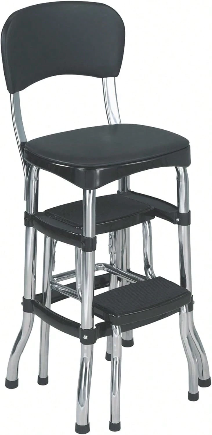 11120CBB1E Black Retro Counter Chair / Step Stool, Black - 珊瑚粉 - 查看 1