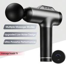 Masajeador de mano profesional, pistola de masaje portátil para fascia y Body, ligera, recargable, con 8 cabezales de masaje intercambiables
