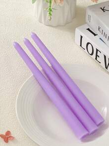 4pcs Long Light Purple Candle, Soybean Wax Scented Candles, Suitable For Wedding And Christmas Decoration, Indoor Room Decoration, As Holiday Gifts, For Best Friends, Graduation Party, Birthday Party Decoration, Mother's Day Gift. - Mauve Purple - View 4