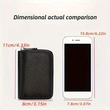 1pc Men'S Casual Faux Leather Wallet & Business Card Case, Black, Universal, PU Material, Smooth, Durable, Multi-Purpose, Large Capacity, With Multi-Card Slot, ID Card Bag, Zipper Pocket, Stylish, , Anti-Degaussing, For Daily Use, Travel, Gift - 紅色 - 查看 4