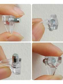 100 Pzs Soporte Sostén Para Entrepaño Con Perno Transparente Piezas De Soportes Para Separadores De Armario Estanterías Estanterías Clavijas Para Estantes Pasadores Transparentes Soportes De Clavijas Soportes De Acero Inoxidable - Blanco - Ver 5