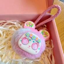 1pc Plush Keychain Pompom Charm, Cute Small Bear Plush Pendant, Bag Decoration Accessory