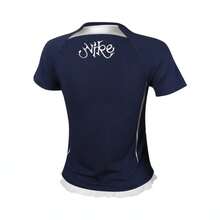 Nike 女款 AS W NSW NK CHLL KNT TEE GCEL 短袖 T 恤针织领上衣 - 藍色 - 查看 2