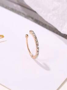 1pc Women Classic Rhinestone Decor Minimalist Clip-On Earring, Suitable For Everyday Wear