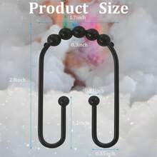 U Shaped Shower Curtain Hooks Rings,12 Pcs Durable Rust Resistant Metal Shower Hooks, Double Glide Smoothly Anti-Drop Shower Rings Shower Curtain Rod,Black - Vàng - Xem 9