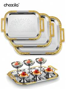 choxila 3 szt./zestaw tacek z wzorem pszenicy - wielofunkcyjna tacka do serwowania i przechowywania deserów, przekąsek, kawiarek, czajników i kubków, idealny prezent świąteczny dla rodziny i przyjaciół, idealna do salonu, sypialni, kuchni, popołudniowej herbaty lub do użytku w hotelu