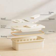 大容量泡菜储存容器，内置切刀 - 防漏 PP 材质密封保鲜盒，翻盖设计适用于韩式泡菜、寿司、洋葱和蔬菜 - 节省空间的厨房储物盒，便携式塑料，耐用设计，备餐必备