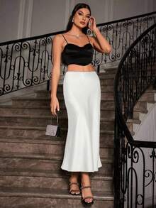 Basic Solid Color Slim Fit Maxi Dress, Casual Street Style, Suitable For Daily Wear, Summer - White - View 4