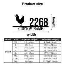 1pc Customizable Metal Rooster Plaque - Family Name Address Sign, Suitable For Home, And Outdoor Decor - Multicolor - View 2