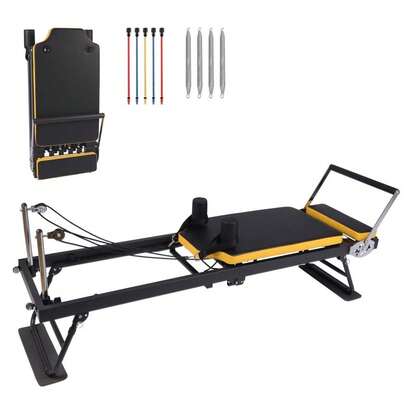 Pilates Reformer Machine 75"/91" ,Pilates Equipment With Springs For Full Body,Pilates Reformer Bed W/Dual Resistance Springs & Elastic Resistance Bands
