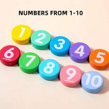 升级版数学运算积木，10以内加减法识别匹配益智玩具，10块数字积木和56张计算卡，适合男孩、女孩、数学学习家庭工具 - 彩色 - 查看 7