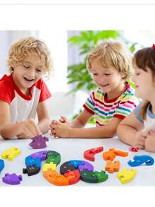 1 Pc Alphabet Puzzle, Building Animal Wooden Puzzle, Children's Puzzle Toy Wooden Puzzle Toy 26 English Alphanumeric Enlightenment Cognition, Wooden Snake Alphanumeric Block Toy For Children's Birthday Gifts - Multicolor - View 9