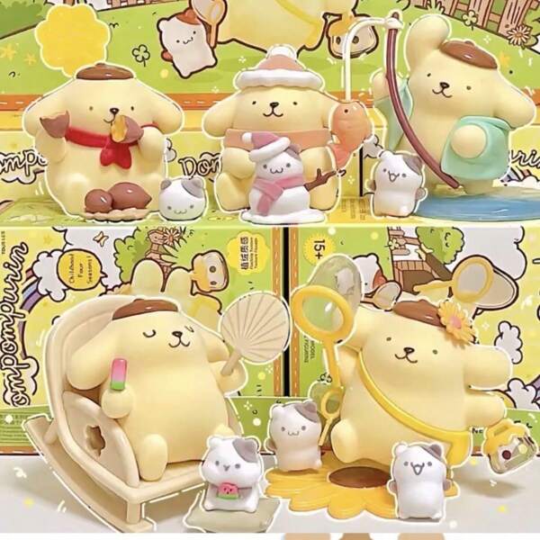 Sanrio 3pcs/Set Sanrio Pompompurin Series Blind Box Cute Healing Figure, High Quality Home Decor, Shelf Display, Office Desk Decor And Gift, Party Favors (1pc Random Delivery)
