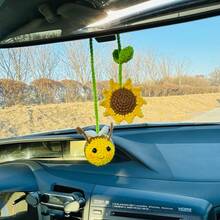 onEternal Đồ trang trí treo tường hình ong và hoa hướng dương móc thủ công, trang trí nội thất xe hơi, đồ trang trí gương, quà tặng - Nhiều màu - Xem 5