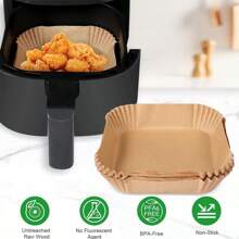 50 Pieces Square Disposable Air Fryer Liners (6.3in/8in), Paper Air Fryer Liner Pots, Paper Basket Bowls, Baking Trays, Oven Accessories, Baking Tools, Kitchen Gadgets, Kitchen Accessories, Cooking Utensils