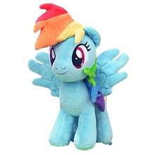 Hasbro 30厘米官方毛绒娃娃，卡通软娃娃，可爱儿童娃娃，女孩礼物（彩虹小马） - Rainbow Dash - 查看 2