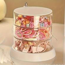 3/4/5 Tiers Rotating Jewelry Box, New Stylish Luxury High-Capacity Covered Dust-Proof Quality PET Material, For Vanity, Bedroom Desktop Organizer, Storing Hair Accessories, Bracelets, Necklaces, Earrings And Other Accessories, 360° Rotatable Jewelry Holder For Women Storage Organizer Travel Essentials Back To School Dormitory Storage