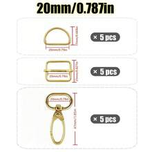 15pcs/Set 15-38mm Mixed Color Metal Belt Buckle Set, D-Ring Buckle, Rectangular Sliding Adjustment Buckle, Rotating Hook Buckle For DIY Pet Collars Handbags And Sewing Crafts - Multicolor - View 25