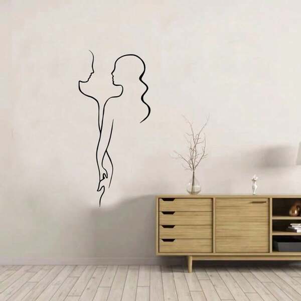 1PC Sexy Couple Silhouette Wall Art - Peel & Stick Abstract Line Decor For Bedroom, Bathroom, Living Room Wall Stickers Room Decor Wall Decor Wall Sticker Personalised Stickers