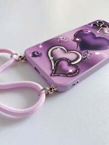 Funda de teléfono resistente a caídas con borde perforado y diseño de corazón morado pintado, compatible con iPhone 14, iPhone 14 Pro, iPhone 14 Pro Max, diseño de dibujos animados compatible con iPhone 13, iPhone 13 Pro, iPhone 13 Pro Max, iPhone 11, iPhone 11 Pro Max, iPhone 12, iPhone 12 Pro, iPhone 12 Pro Max, iPhone XR, iPhone XS, aplicable y compatible con iPhone 15, iPhone 15 Pro, iPhone 15 Pro Max, iPhone 16, iPhone 16 Pro, iPhone 16 Pro Max y teléfonos Redmi