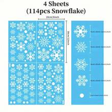 White Snowflakes Window Clings - 4 Sheets 114 Pcs Christmas Snowflake Window Clings Decal Stickers Decor For Glass Windows Classroom Home Office For Winter, Home Decor Christmas Decorations Room Decor Christmas Decorations Home Christmas Gifts Christmas Decor - Multicolor - View 8