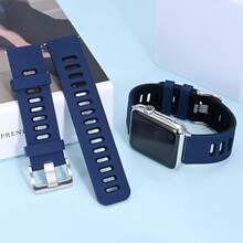 Correa de Reloj Bicolor de 22mm, Goma de Silicona, Correa de Reemplazo de Liberación Rápida para Hombres y Mujeres, Hebilla de Acero Inoxidable Plateada (Negro-Gris) - Azul-Negro (Hebilla Plateada) - Ver 7