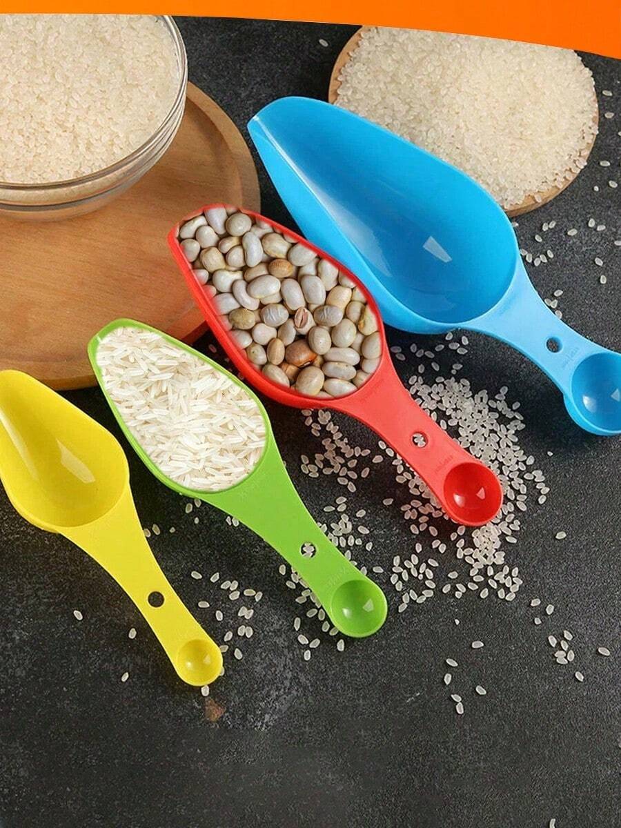 Kit 4 Colheres Medidoras Dosadoras Coloridas De Plástico Para Cozinha - Multicolorido - Visão 1
