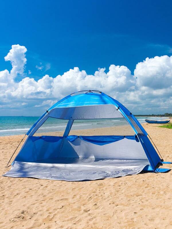 1pc Outdoor Camping Canopy Tent, Sun Protection, Water-Resistant, Easy To Store, Suitable For Camping, Beach, 2-4 Person Size, Multiple Color Options