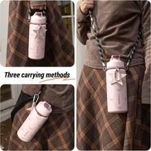 Insulated Water Bottle 40 Oz With Strap, Leak-Proof Stainless Steel Water Bottle With Flip Straw & Spout Lid, -Free, Reusable Cute Metal Water Bottles For Women & Girls, Keeps Drinks Cold - Blue and White - View 9