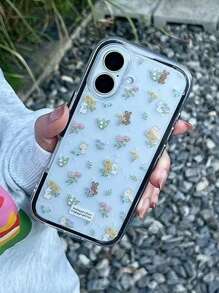Bunnies 2-in-1 süße kleine Kaninchen & Blumen Design Handyhülle, weiche transparente Schutzhülle geeignet für iPhone 16 Pro Max, 15, 14 Pro, 13 Pro