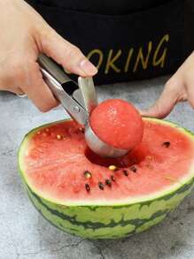 1pc Stainless Steel Double-Sided Ice Cream Scoop And Spoon, Multifunctional Ice Cream Digging Tool, Silver Color