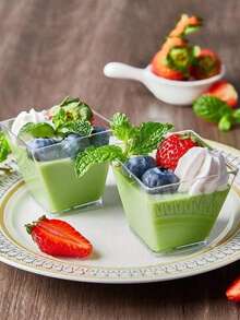 25个迷你甜点杯，透明塑料杯，可用作芭菲杯、开胃菜杯或小碗，不含勺子，可重复使用，适合派对、冰淇淋、品尝、聚会、自助餐、婚礼、野餐、节日和其他场合。 - 彩色 - 查看 3