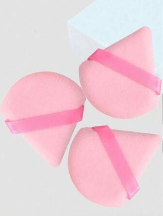 3pcs Mini Triangle Velvet Powder Puff, Short Velvet Dual-Sided Crystal Soft Makeup Sponge Puff