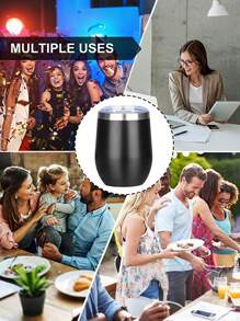 1pc 12oz Summer Creative Eggshell Cup Customizable Stainless Steel Water Bottle, Double Wall Vacuum Insulated Long Lasting Thermal, Transparent Leak-Proof Lid, Portable Travel Mug, Elegant Latte Coffee Cup, Stainless Steel Iced Tea Tumbler, Insulated Flat Bottom Cup Suitable For Milk, Coffee, Tea, Juice, Wine, Cocktail, Ice Cream