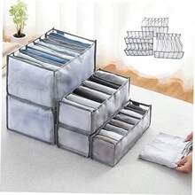 QY GLEAVI 4pcs Compartment Clothes Organizer For Closet Storage Box For Jeans Shirts Underwear Socks Space Saving With Multi Design 8502 - Xám - Xem 2