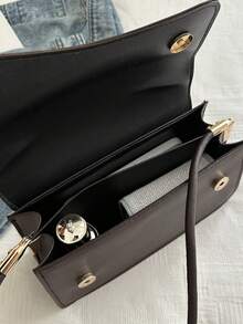 Fashionable Solid Color Asymmetrical Flip-Top Vintage Simple Elegant Shoulder Bag - Coffee - View 8