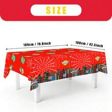 1 pieza, Mantel con tema de superhéroe, Cubierta de mesa de plástico desechable para cubiertos de fiesta, Falda de mesa perfecta para fiestas de entusiastas de superhéroes, fiestas de cumpleaños, aniversarios, despedidas de soltero, suministros para fiestas, decoración del hogar, 42,8x70,8 pulgadas - Multicolor - Ver 5