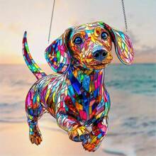 1 pieza Decoración acrílica de Dachshund de 8 pulgadas x 6.7 pulgadas - Decoración colgante de plástico acrílico y colorido de 8 pulgadas x 6.7 pulgadas, arte de pared con tema animal, decoración para el hogar para el dormitorio, la cocina, el jardín exterior, regalo de inauguración de la casa para amantes de los perros