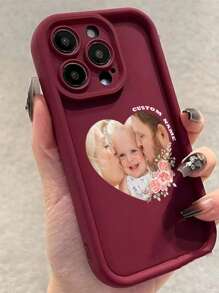 1pc Customized TPU Phone Case With Personalized Photo/Text, Compatible With IPhone 16/16Promax/15/14/11Promax/Xr/7plus/13pro/12promax/11, Unique Heart-Shaped, Couple/Family Photo, Floral, Minimalist Design, Protective Cover