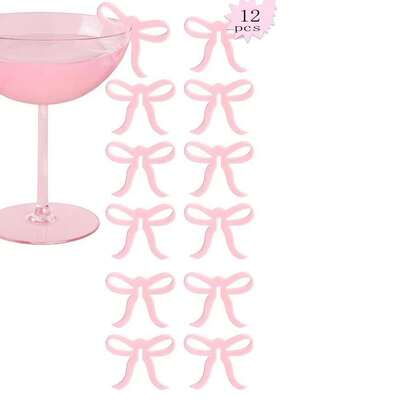1个/6个/12个亚克力蝴蝶结及其他多形状玻璃配件饮料标签生日婚礼派对主题装饰配件圣诞装饰家居圣诞礼物圣诞装饰