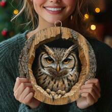 1 Stück Vintage Eule Metall Wandschild, runde Metalldekorationen für Küche, Wohnzimmer, Büro - perfektes Geschenk zu Weihnachten und Thanksgiving